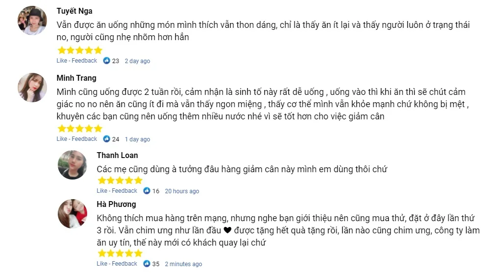 Đánh giá của khách hàng về bột cần tây Sitokata