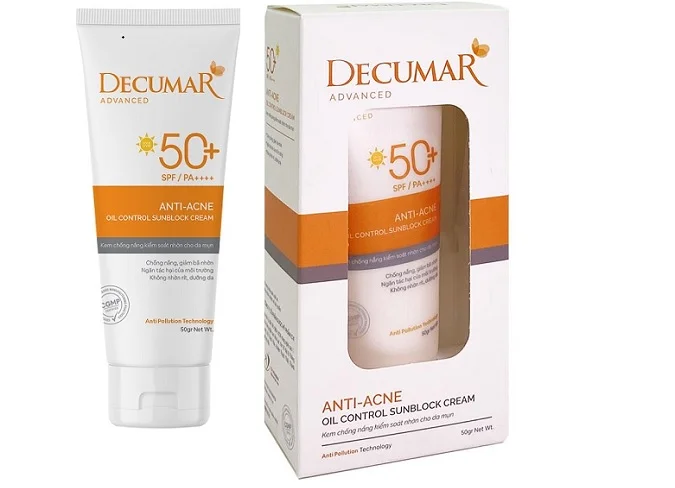 Bao bì, thiết kế kem chống nắng Decumar Advanced SPF50