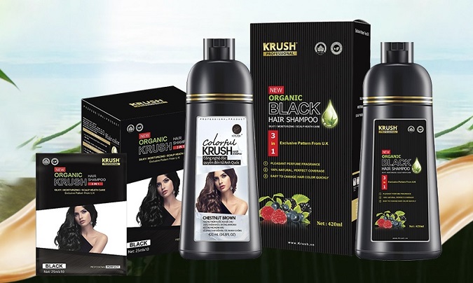 Review dầu gội nhuộm tóc Krush: Giữ màu lâu, giảm rụng tóc và giảm gàu