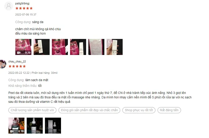 Đánh giá của khách hàng về peel da the Ordinary