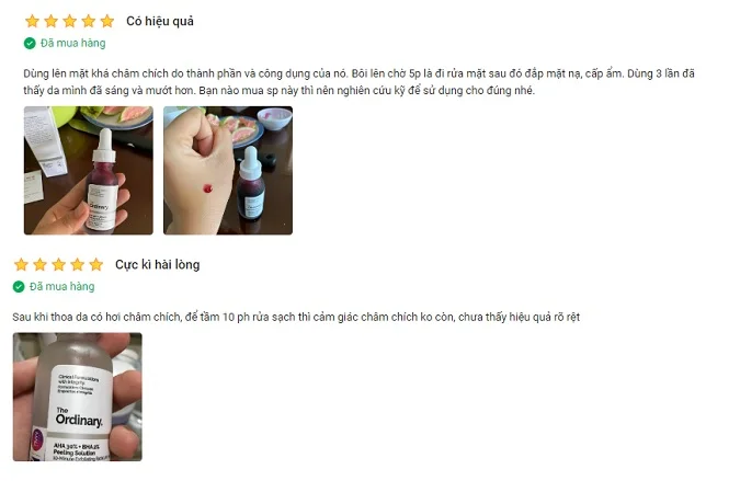 Đánh giá của khách hàng về The ordinary peeling